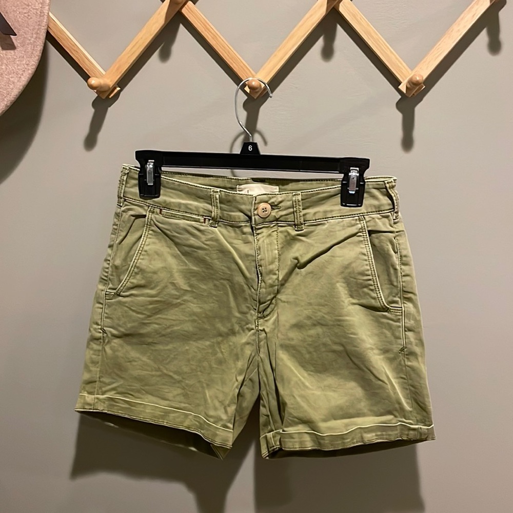 Anthropologie Green Cotton Chino Shorts